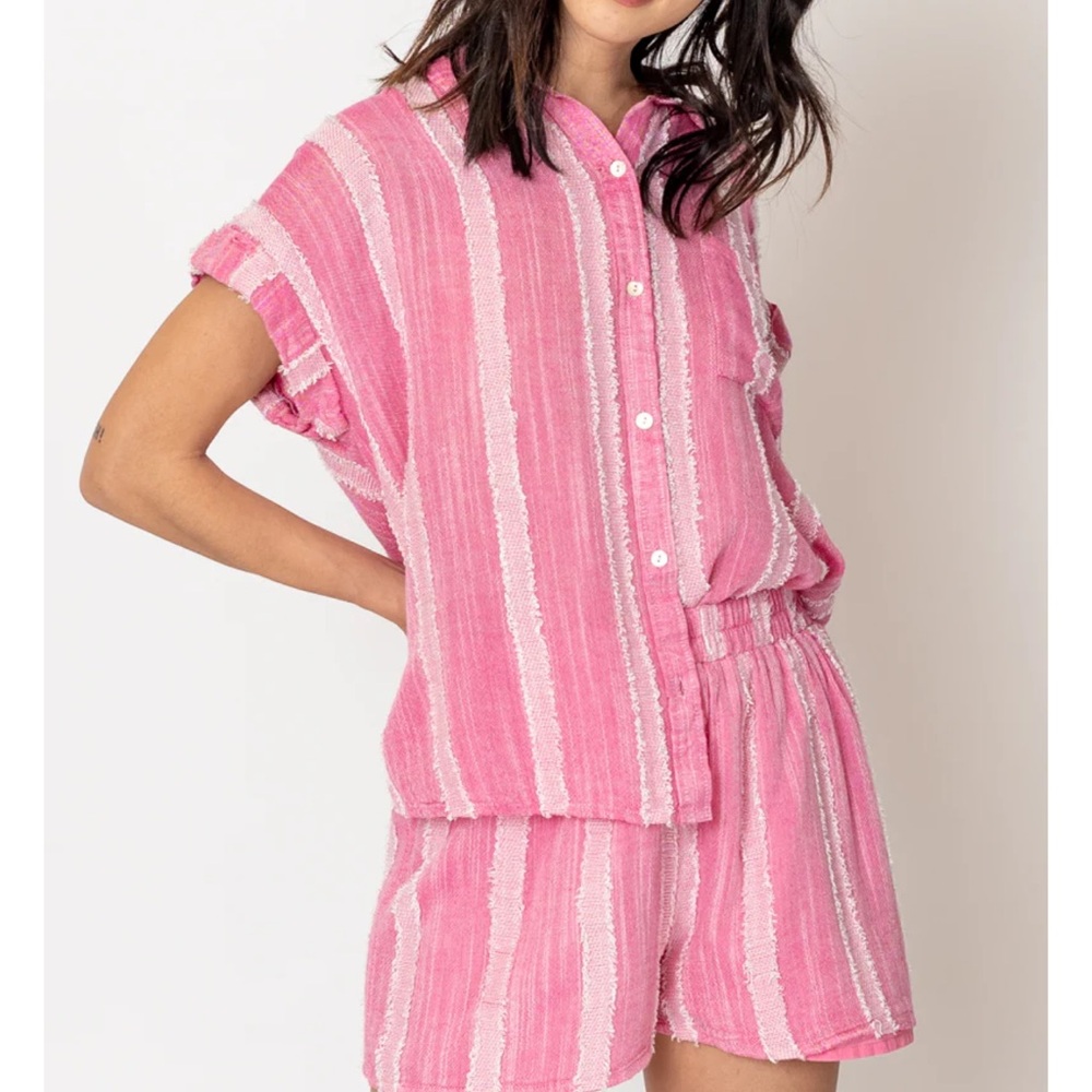 Pink Striped Button-Up Shirt
